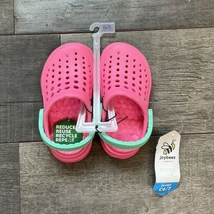 Joybees Kids Pink and Green Clogs